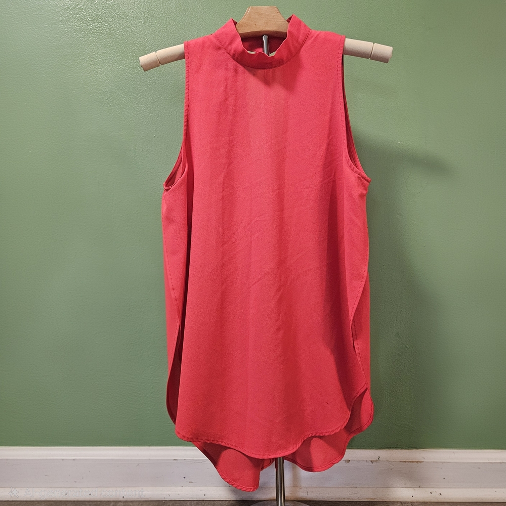 Paper Crane Sleeveless Slit‎ Sides Coral Pink Blouse